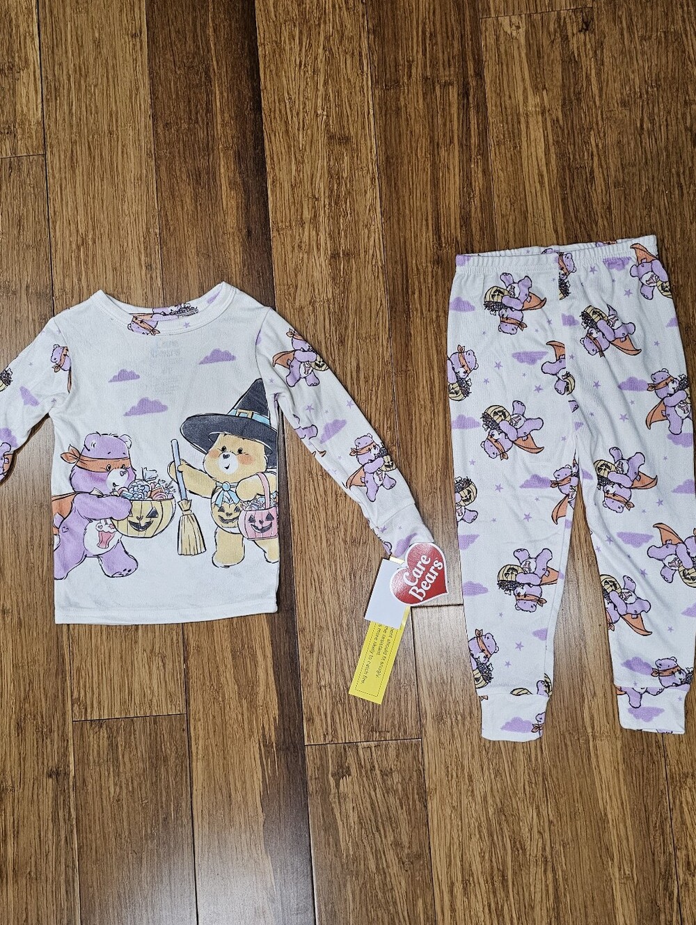 NWT Care Bears Girls Halloween Pajama Set Size 4T Witch & Superhero Spooky PJs